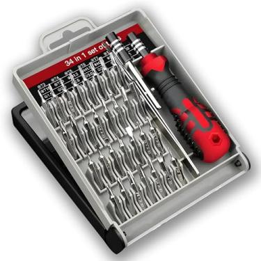Imagem de MAYWILLA Conjunto de chave de fenda de precisão pequena 34 em 1, chave de fenda multiuso, 32 pontas magnéticas, Torx com Phillips, ferramenta prática de reparo de brocas quadradas, pequeno utensílio