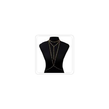 Imagem de BOOZIQ Corrente feminina de ouro 14 quilates com contas de cintura sexy, corrente de strass, cintura de barriga, sutiã de biquíni, joia corporal, verão, praia, cristal, cintura, corrente para mulheres