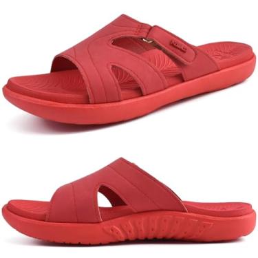 Imagem de KuaiLu Sandálias femininas modernas ortopédicas leves e atléticas para ioga com almofada grossa e palmilha ortopédica confortável para fascite plantar, Vermelho, 36