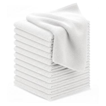 Imagem de Avalon Towels Panos de limpeza de microfibra (pacote econômico com 12) - Tamanho 30,5 x 30,5 cm, panos de limpeza altamente absorventes, sem fiapos, reutilizáveis e laváveis, toalhas de microfibra