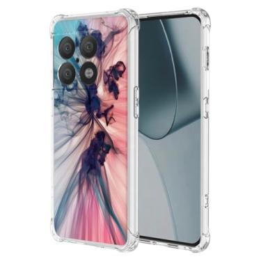 Imagem de WEIOUHR Capa para OnePlus 10 Pro 5G Capa de telefone TPU macio transparente, design de padrão abstrato, resistente a choques e arranhões, leve, para OnePlus 10 Pro 5G (azul escuro rosa)