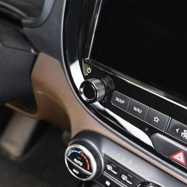 Imagem de Tampa de botão de ajuste de som de alumínio - Atualização personalizada do interior do carro, kit de instalação rápida, compatível com acessórios Kia Soul 2020-2025 (preto)