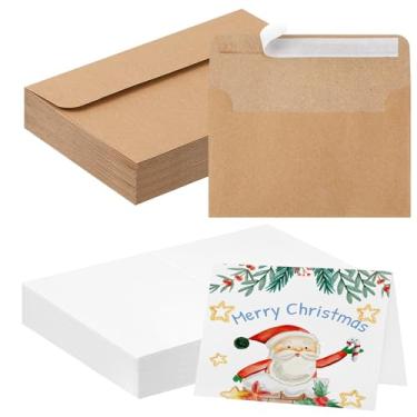 Imagem de 20 conjuntos de cartões de aquarela em branco com envelopes, cartões de papel aquarela de algodão 300 g/m², cartões postais dobráveis em aquarela de 10 x 15 cm com envelopes kraft para cartões
