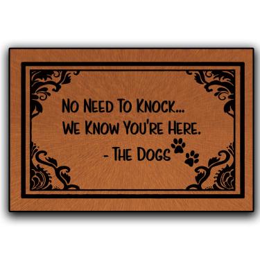 Imagem de Capacho Accssoey No Need to Knock We Know You're Here com nome do animal de estimação 60 x 40 cm, tapete de cozinha externo e interior frontal