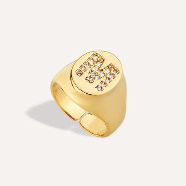 Imagem de Anel Mindinho Letra Banho De Ouro 18k Letras C