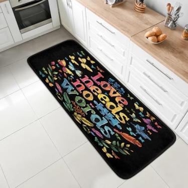 Imagem de 2 x tapete de corredor de 1,8 m, lavável, antiderrapante, tapete de entrada macio, tapetes de cozinha, para corredor, entrada, cozinha, banheiro, lavanderia, quarto, decoração de casa, palavra autismo