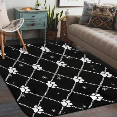 Imagem de Tapete de área para sala de estar, lavável à máquina, estampa de patas de animais, tapete antiderrapante fofo, tapete macio para sala de estar, quarto, sala de jantar, berçário, cozinha, decoração de