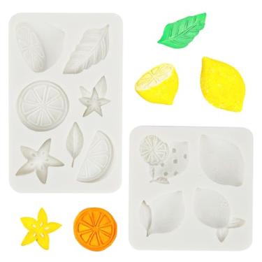 Imagem de 2 peças de mini moldes de fondant de limão, moldes de silicone de frutas de verão para gomas, bolos de cozimento, topo de cupcake, artesanato DIY