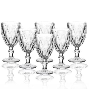 Imagem de Jogo de 12 Taças de Vidro Diamond, 340ml, Transparente, Estilo Diamante com Pedestal