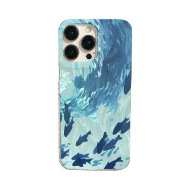 Imagem de Capa De Telefone De Plástico Duro Luxuosa Pintada Com Peixe Para iPhon