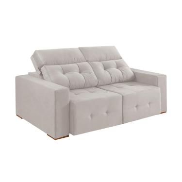 Imagem de Sofá 3 Lugares Retrátil e Reclinável Roma Veludo Areia 210 cm