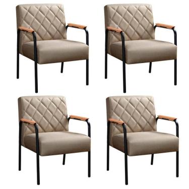 Imagem de Kit 4 Cadeiras Ludmilla Modernas Decorativa Confortáveis - Linho Marrom 150