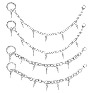 Imagem de Falzqq Correntes de bota punk com pingentes de ponta rebitada, corrente de sapato com anel de portão de mola, pingentes de bota, decoração de sapato para mulheres, tênis, sapatos casuais