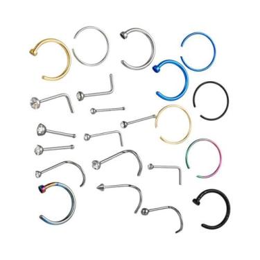 Imagem de 22 Pcs De Terno Nariz Falso Anel Brincos Moda Punk Não-nariz-piercing 