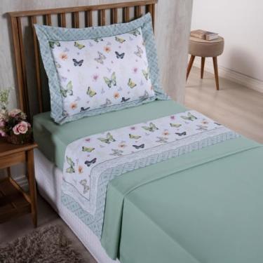 Imagem de Jogo de Lençol Solteiro Infantil Estampado Girl – 3 Peças (Lençol Cima + Baixo + Fronha) – 300 Fios Toque Macio e Estampa Digital (Borboletas)