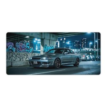 Imagem de HouLaiZhe JDM Car Sports R32 Under The Overpass Gaming Mouse Pads JDM Car Desk Pads Grandes Mousepads para teclado de mesa, computador, 40 x 90 cm