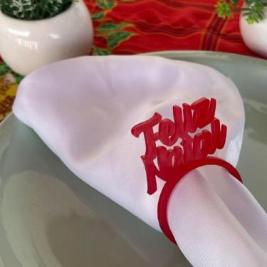Imagem de Porta Guardanapo Anel Feliz Natal Em Acrílico Kit 12 Pçs - Progetus, V