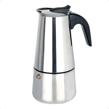 Imagem de Cafeteira Italiana em Aço Inox, 300ml, 6 Xícaras, 18,5 x 9,5 cm, Prateada, Sistema de Extração por Pressão