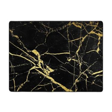 Imagem de ZERAOKE Tapete de área de mármore preto dourado 4 x 5,25 pés (48 x 63 polegadas), tapetes laváveis na máquina com suporte antiderrapante, tapetes macios para sala de estar, quarto, entrada, quarto de