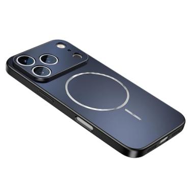 Imagem de HAOMRIYL Capa magnética para iPhone 17 Pro Max/17 Pro/Air/17, capa de proteção de lente fina rígida PC antiarranhões, azul, 17 Pro