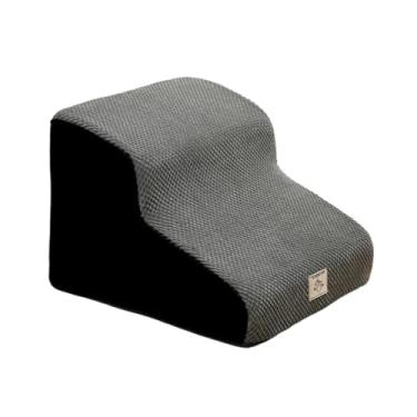 Imagem de Baoblaze Escada para animais de estimação com 2 níveis, rampa para cães, versátil e confortável, com inclinação suave, ideal para cães idosos, filhotes e, Preto Cinza