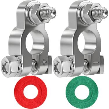 Imagem de Conectores de terminal de bateria, especificações militares positivas, negativas, resistentes, terminais de bateria com 2 arruelas anticorrosão para carros, caminhões, fuzileiros navais e mais (4