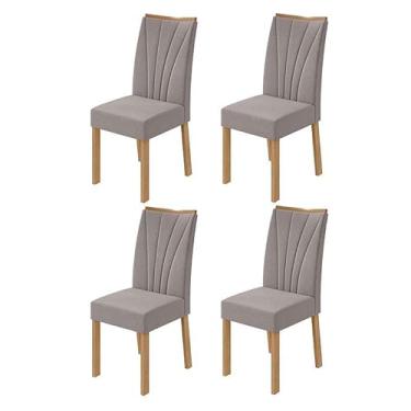 Imagem de Cadeira para Mesa de Jantar Apogeu kit 04 Peças Veludo Liso Capuccino Amêndoa Clean - Lopas