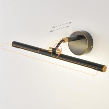 Imagem de Luminária de espelho LED para banheiro com cabeça giratória, instalação fixa na parede, 3 modos de cor, estilo clássico, ideal para pinturas e galerias de arte, com braço articulado ajustáve