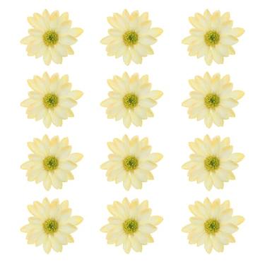 Imagem de YELARXI 12 peças de flores de margaridas artificiais, cabeças falsas de crisântemo, flores artificiais a granel - adequado para (faça você mesmo/casamento/buquês/centros de mesa/festa/decoração de