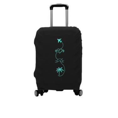 Imagem de Capa para Malas de Viagem em Tecido Listrado, Capa Protetora de Bagagem Elástica para Mala Tecido Lavável e Esticável Espessa Protege contra Arranhões Fácil Colocar Tirar(04-Azul,P (8 a 10 KG))