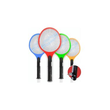 Imagem de Raquete Elétrica Mata Insetos Recarregável, Bi-Volt 110V/220V, 50x20cm, com Botão de Segurança e LED Indicador, Sortida