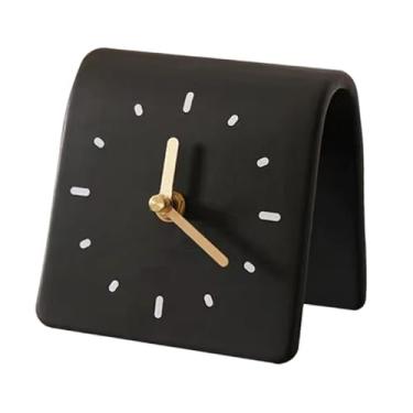 Imagem de Ｂｅｓｇａ Relógio de mesa decorativo, compacto, simples, silencioso e moderno para quarto, cabeceira, dormitório, sala de estar e decoração de casa, Preto