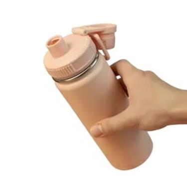 Imagem de Garrafa Térmica Rosa 780ml em Aço Inox com Alça e Bico Esportivo