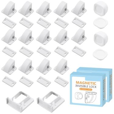 Imagem de Kimitimi Pacote com 16 fechaduras magnéticas para armários, fechaduras de segurança à prova de crianças, fechaduras para armários e gavetas para casa, cozinha, banheiro - 16 fechaduras e 2 chaves