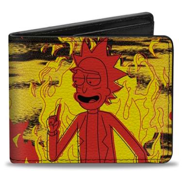 Imagem de Buckle-Down Carteira Rick and Morty, Bifold, Rick I Always Slay Queen Flames Pose Amarelo Vermelho, Couro Vegano