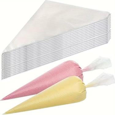 Imagem de 50 sacos de confeitar descartáveis, sacos de confeitaria de 33 cm, saco de creme de bolo de fondant de cobertura para decoração, utensílios de cozinha e acessórios