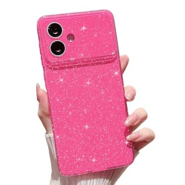 Imagem de MINSCOSE Capa com glitter compatível com Samsung Galaxy S26 Edge, linda estética brilhante, fina, à prova de choque, brilhante para Samsung Galaxy S26 Edge para mulheres e meninas - rosa choque