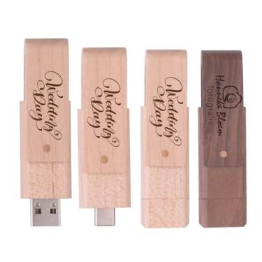 Imagem de Pen drive USB para telefone OTG de madeira personalizado, pen drive giratório personalizado para lembrancinhas de casamento, presentes de negócios, eventos corporativos, brindes promocionais, logotipo