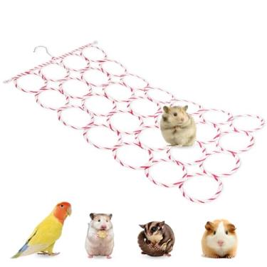 Imagem de hhdatc Rede de corda de escalada de rato e animais pequenos, brinquedo para pendurar escada e rede para ratos, pássaros, papagaios (cor aleatória)