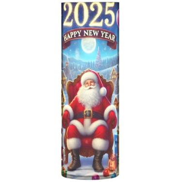 Imagem de Feliz Natal Feliz Ano Novo Vaso cilíndrico buquê de flores grandes vasos de outono de plástico personalizado decoração de mesa, 30 cm x 9,9 cm