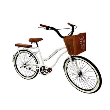 Imagem de Bicicleta Aro 26 urbana Assento Acolchoado pedaleiras Branco