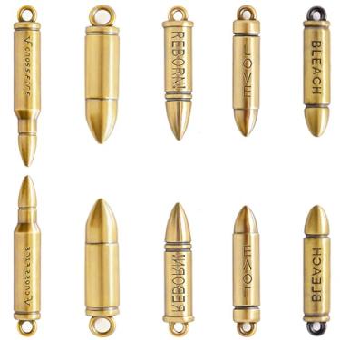 Imagem de stino Pingentes de metal para fabricação de joias, pingentes de bala de formas mistas para colar e chaveiro