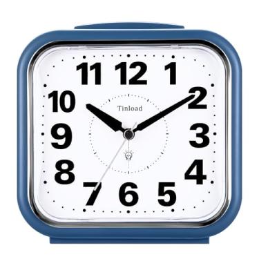 Imagem de Tinload Despertador analógico grande sem tique-taque de 14 cm, legível silenciosamente para idosos, fácil de configurar, alarme de aumento gradual, números grandes, despertar suave, soneca, iluminado