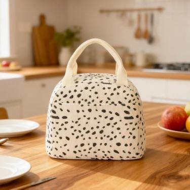 Imagem de Lancheira isolada, com laço de borboleta chique, bolsa térmica reutilizável para alimentos com forro à prova de vazamento, para dias escolares, viagens, espaço de armazenamento para duas refeições