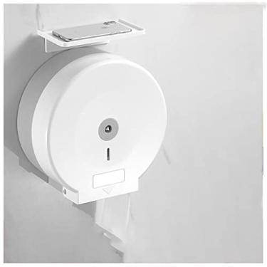 Imagem de Caixa dispensadora de lenços de papel higiênico de hotel, caixa de papel higiênico grande montada na parede, tubo de papel higiênico, caixa de lenços sem perfuração, suporte de caixa de lenços preto e