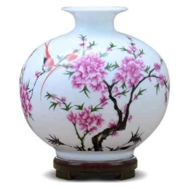 Imagem de Vaso decorativo de cerâmica, feito à mão, moderno, simples, flor de pêssego para decoração de flores secas, arte, casa, casa, quarto, escritório, decoração de cerâmica