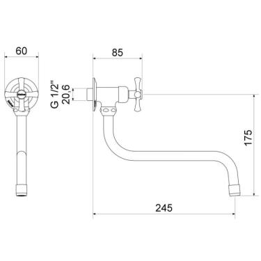Imagem de Torneira Para Cozinha de Parede Bica Móvel 1167 C 24 Meber Metais Cromado