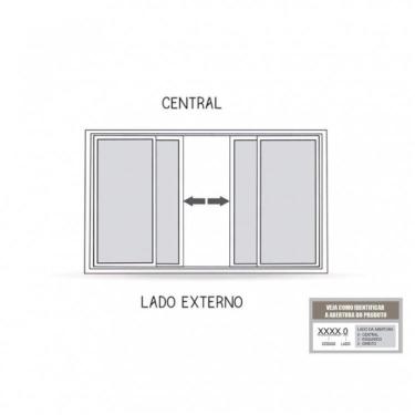 Imagem de Janela de Correr Alumínio Central 2 Folhas Móveis 2 Fixas com Grade Lucasa Eccellente 100cmx200cm Branco