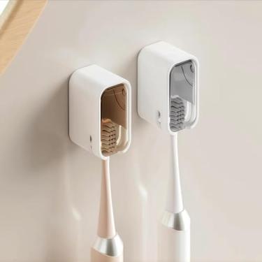 Imagem de 2 pacotes de suporte de escova de dentes, dispensador de parede com capa de chuveiro, organizador de banheiro para viagens e casa, cor aleatória