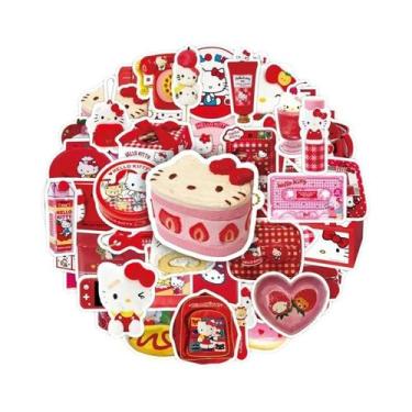 Imagem de 50PCS Adesivos Brilhantes De Bolo De Morango Hello Kitty Para Laptop E